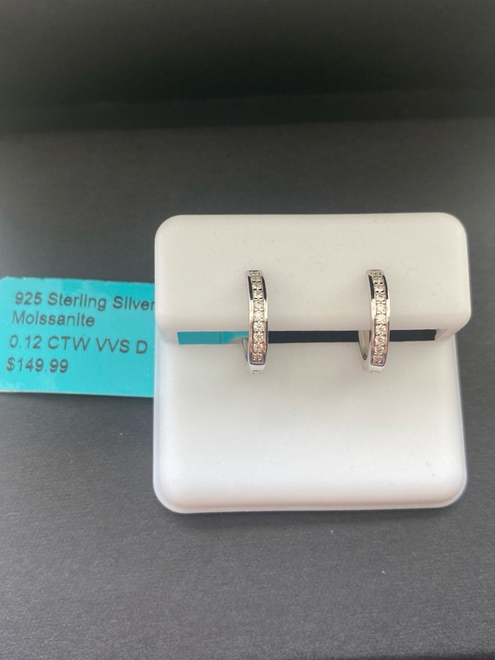 Silver & Moissanite Huggie Earrings
